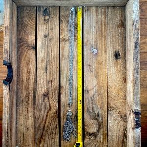 Vintage Costume Silver Tassel Necklace with Box Clasp - detailed